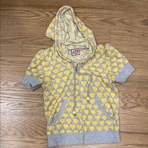 Juicy Couture Yellow Gray Terry Heart Hoodie Vintage 2000s Medium M